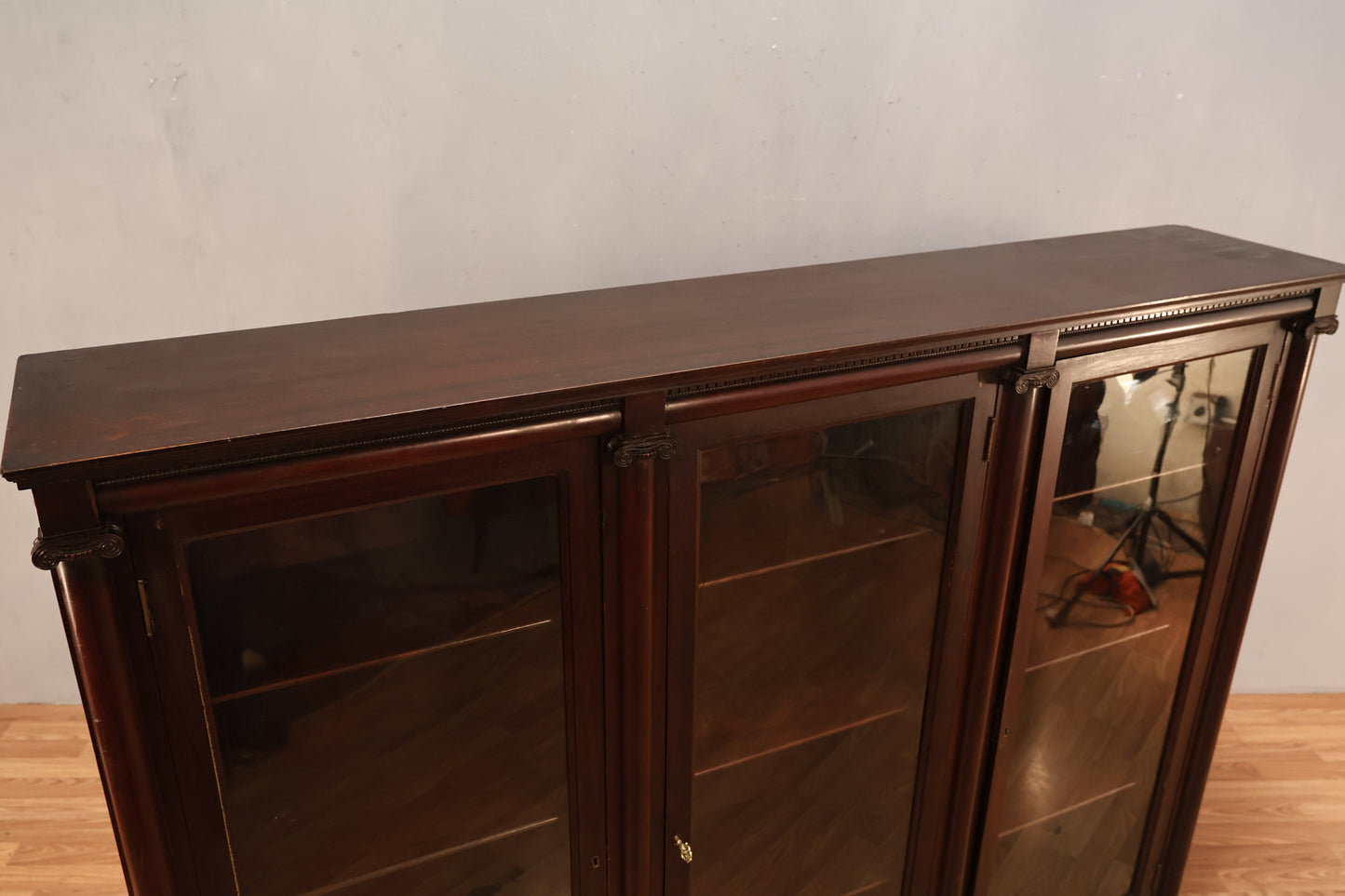 Large Dark Wood & Glass Bookcase - ONLINE ONLY