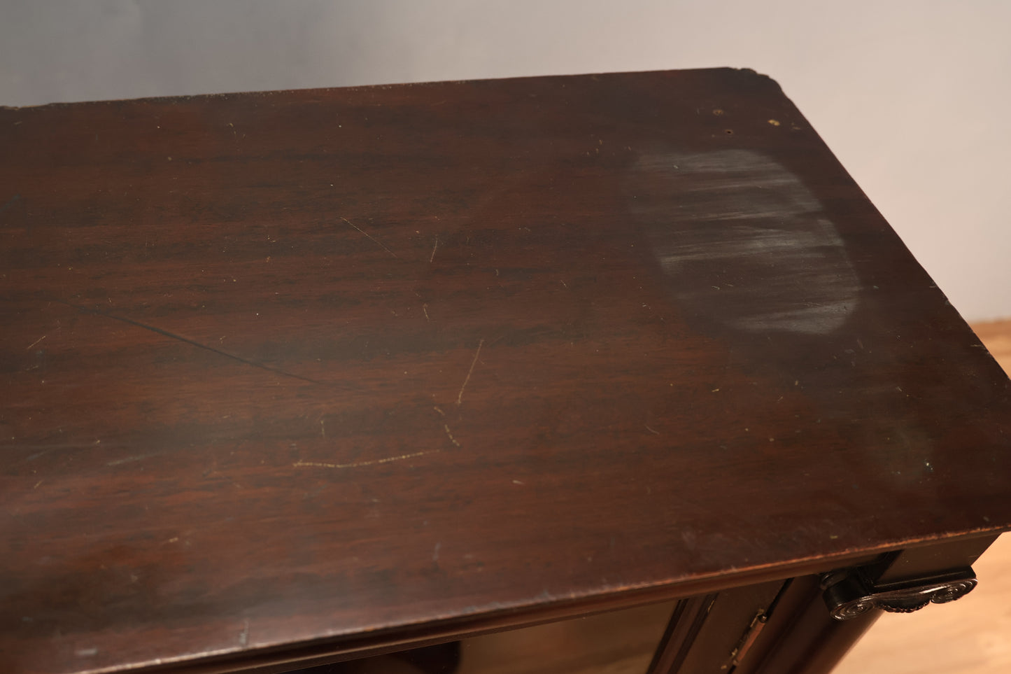 Large Dark Wood & Glass Bookcase - ONLINE ONLY