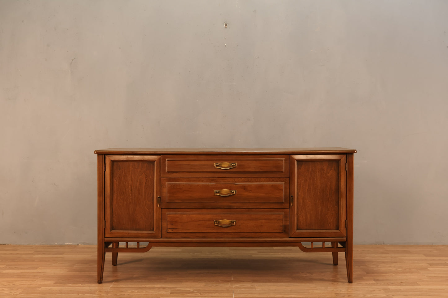 Mid Century Walnut 3-Drawer Credenza