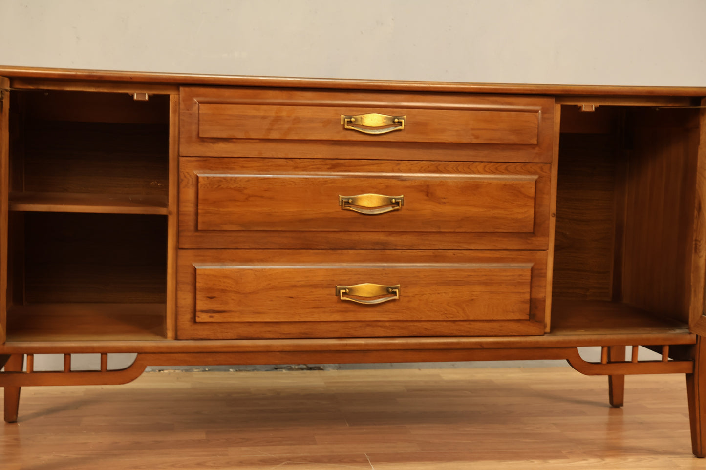 Mid Century Walnut 3-Drawer Credenza