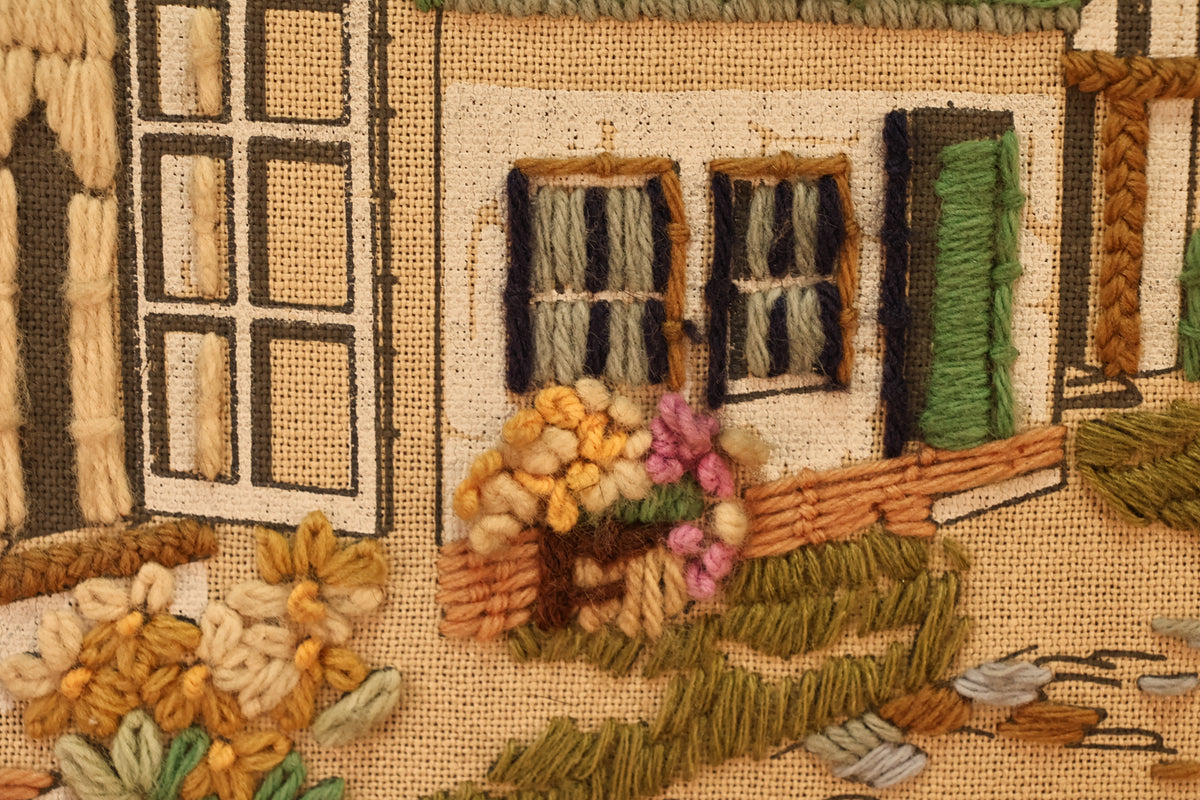 "English Village" Embroidered Art