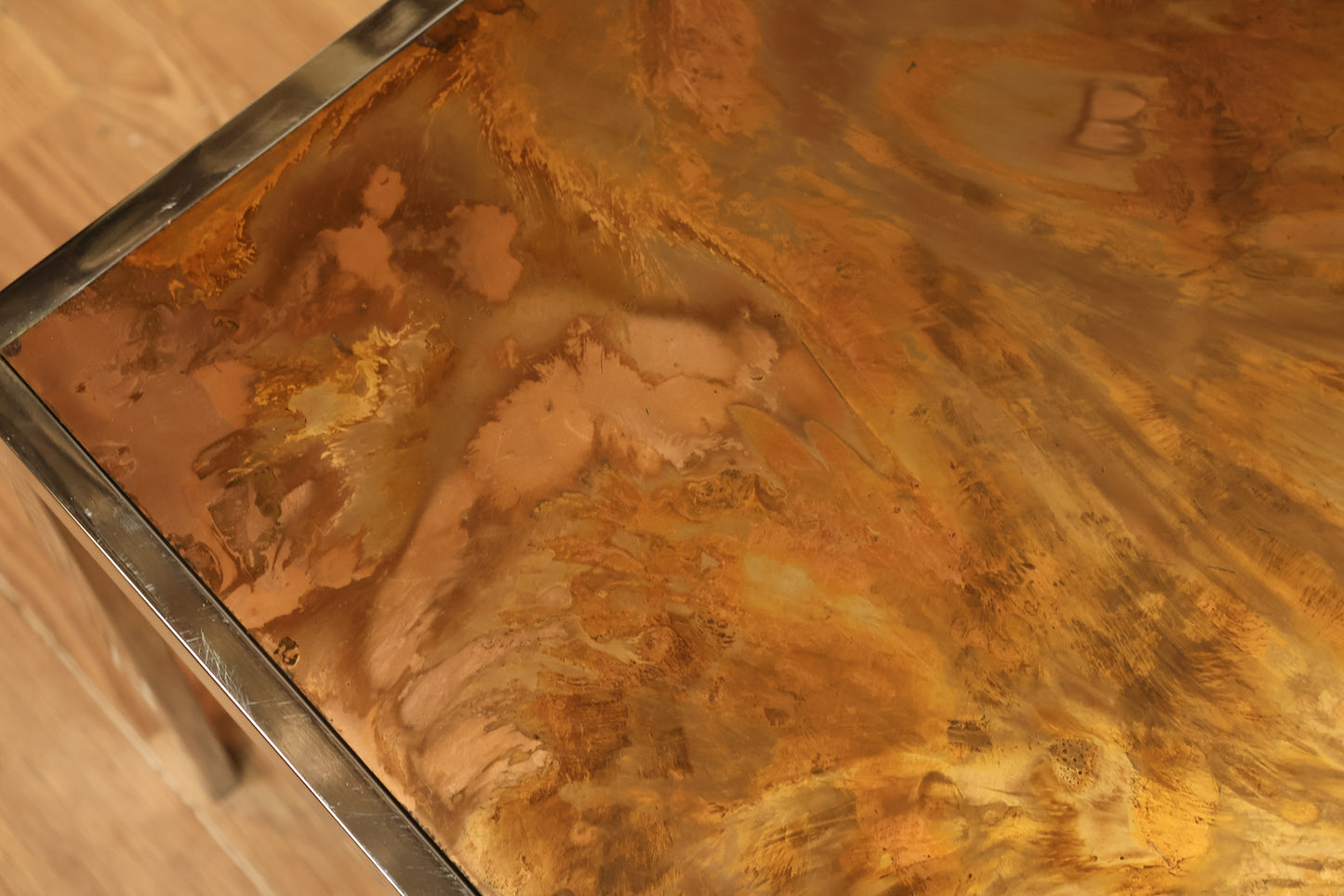 1970s Italian Molten Copper & Chrome End Table