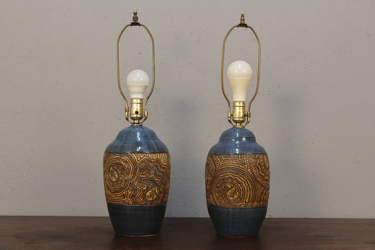 Pair of Paisley Ceramic Table Lamps