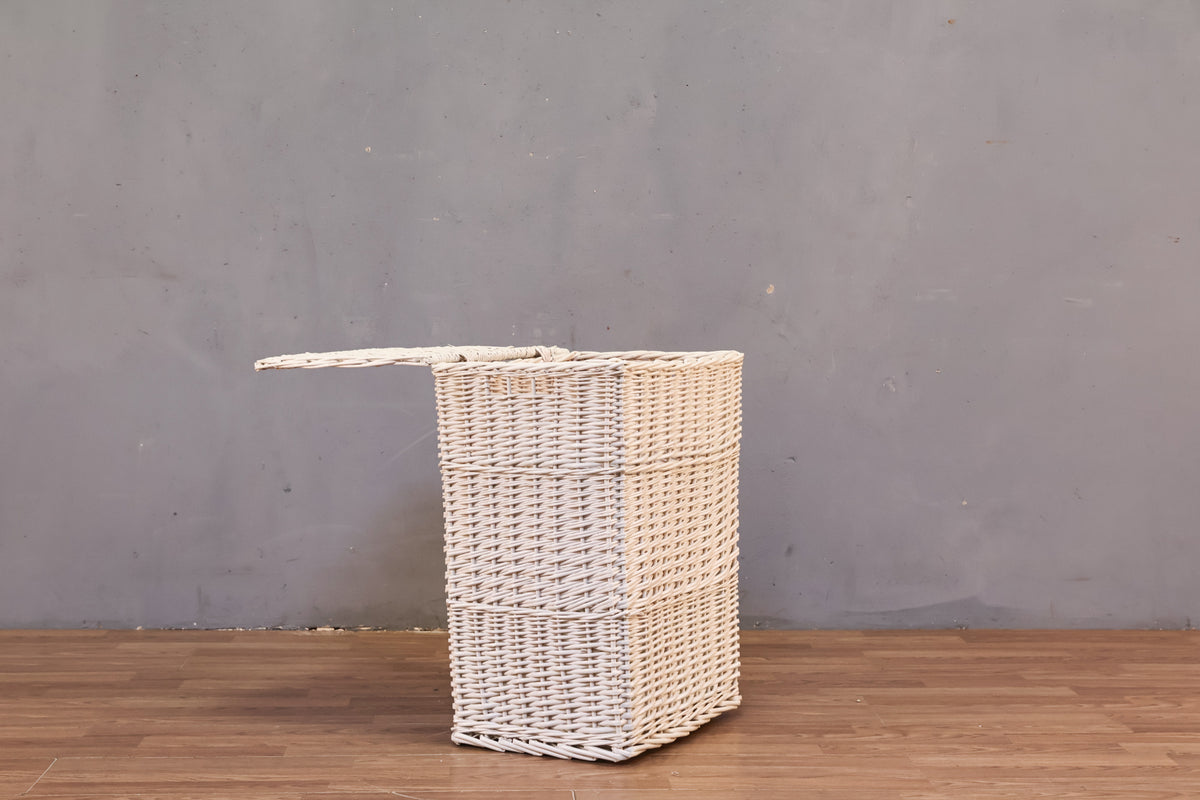 Classic White Wicker Hamper
