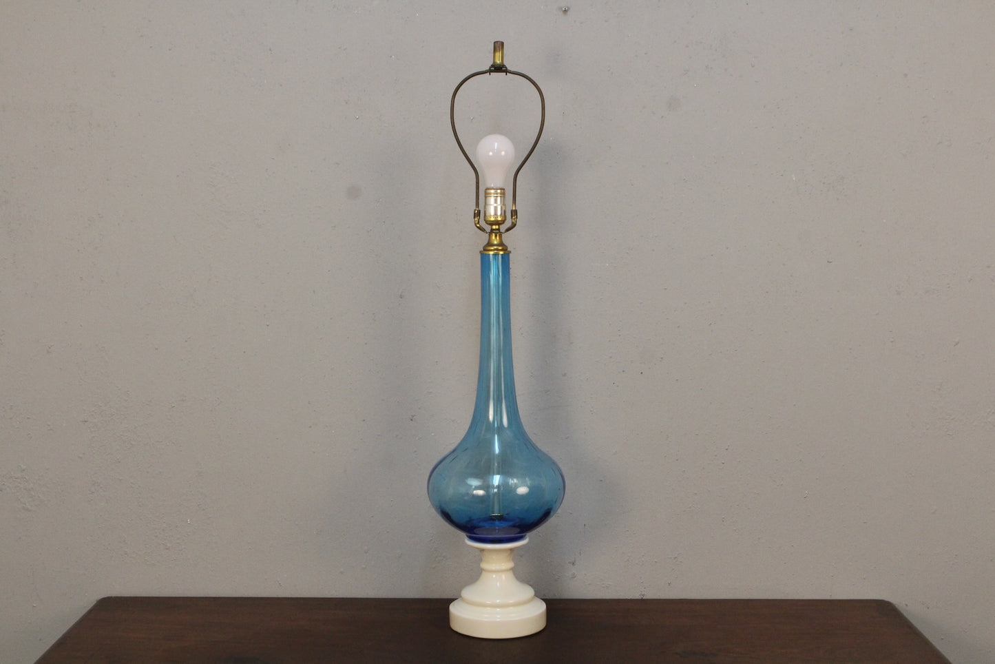 Pair of Tall Blue Glass Table Lamps