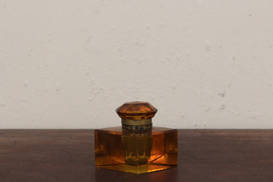 Victorian Amber Glass Inkwell