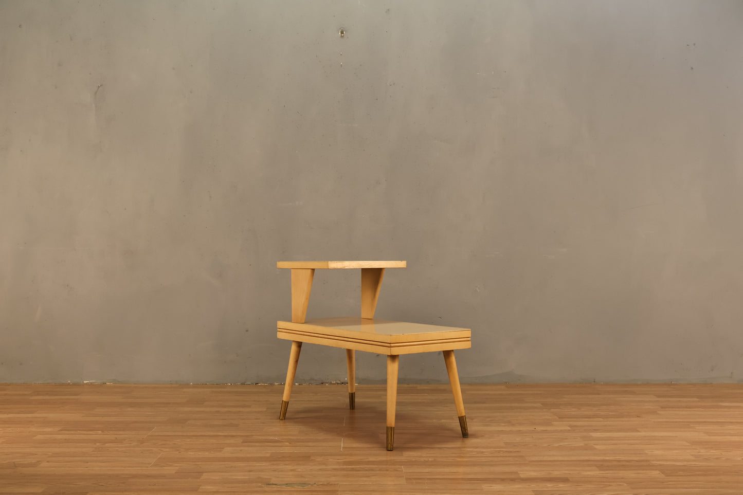 Mid Century Blonde Laminate Stepback Table