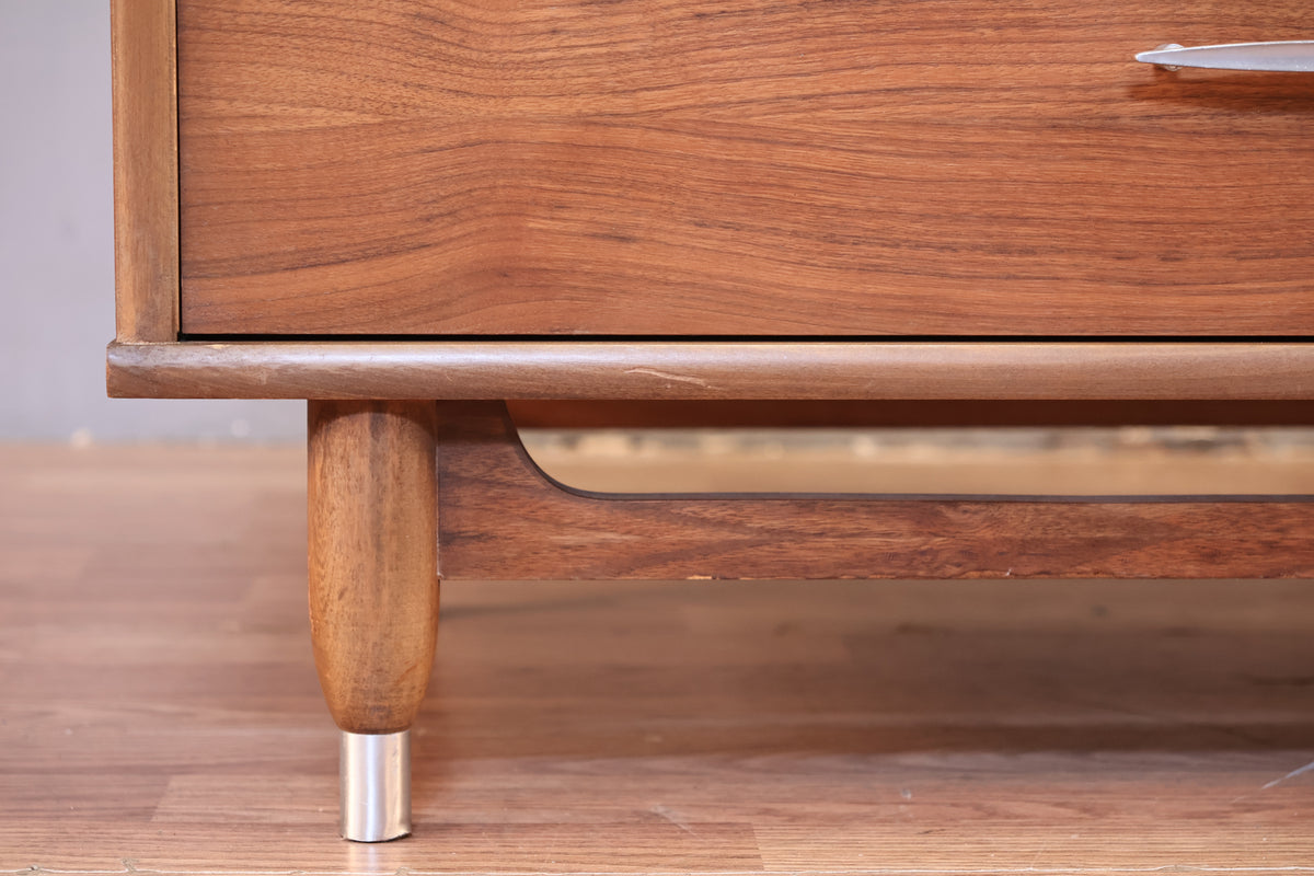 Mid Century Walnut 4-Drawer Highboy Dresser