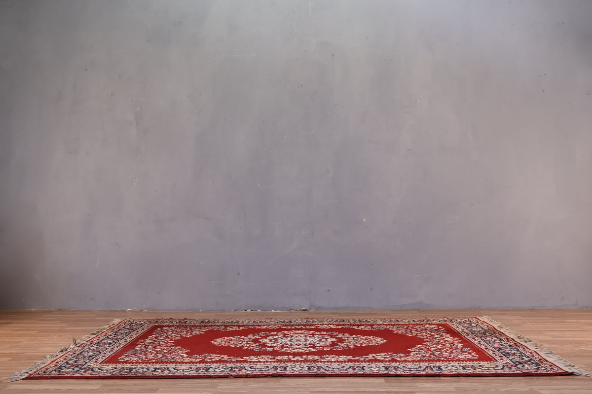 Kirman Crimson Wool Area Rug