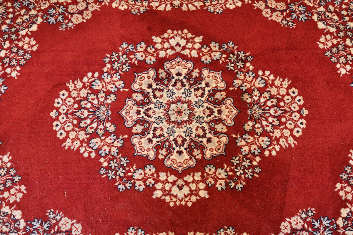 Kirman Crimson Wool Area Rug