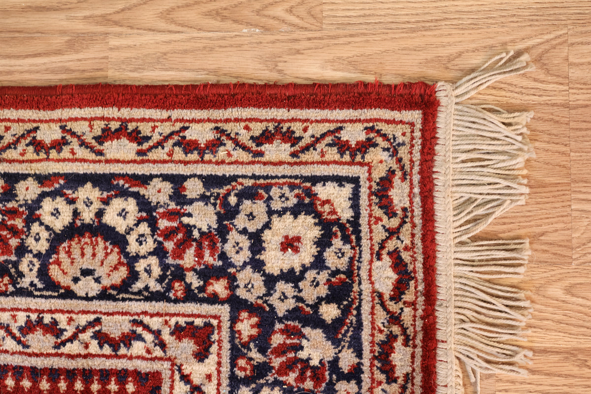 Kirman Crimson Wool Area Rug