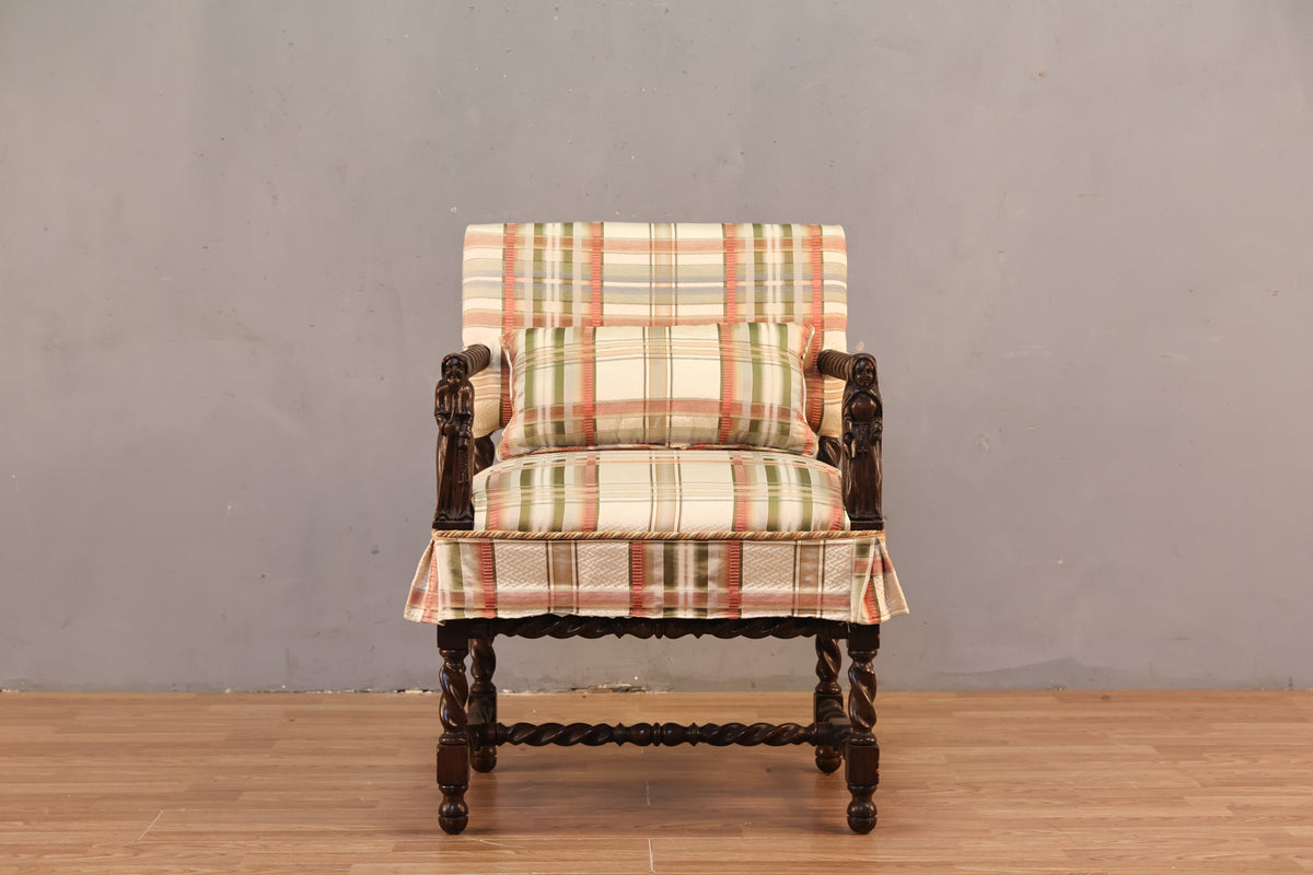 Plaid Barley Twist Armchair