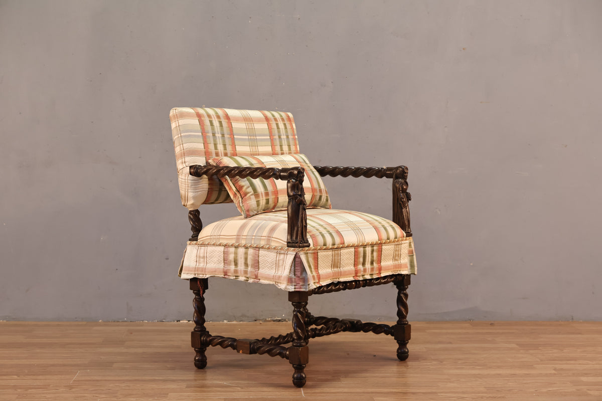 Plaid Barley Twist Armchair