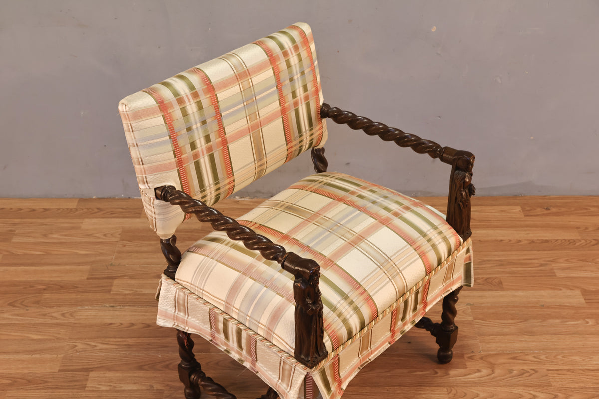 Plaid Barley Twist Armchair