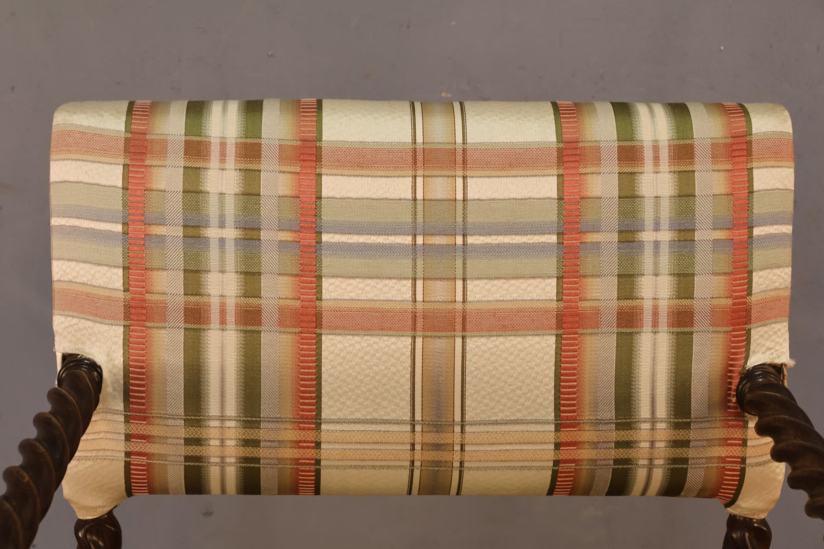 Plaid Barley Twist Armchair
