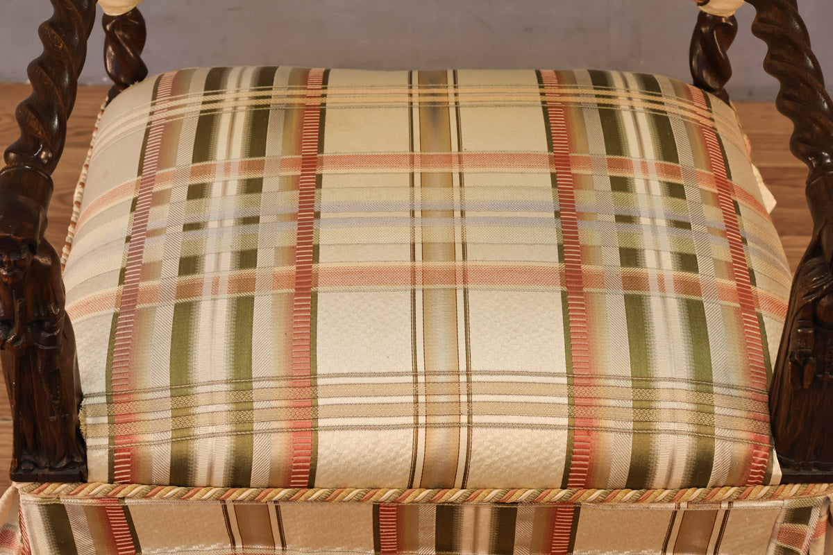 Plaid Barley Twist Armchair
