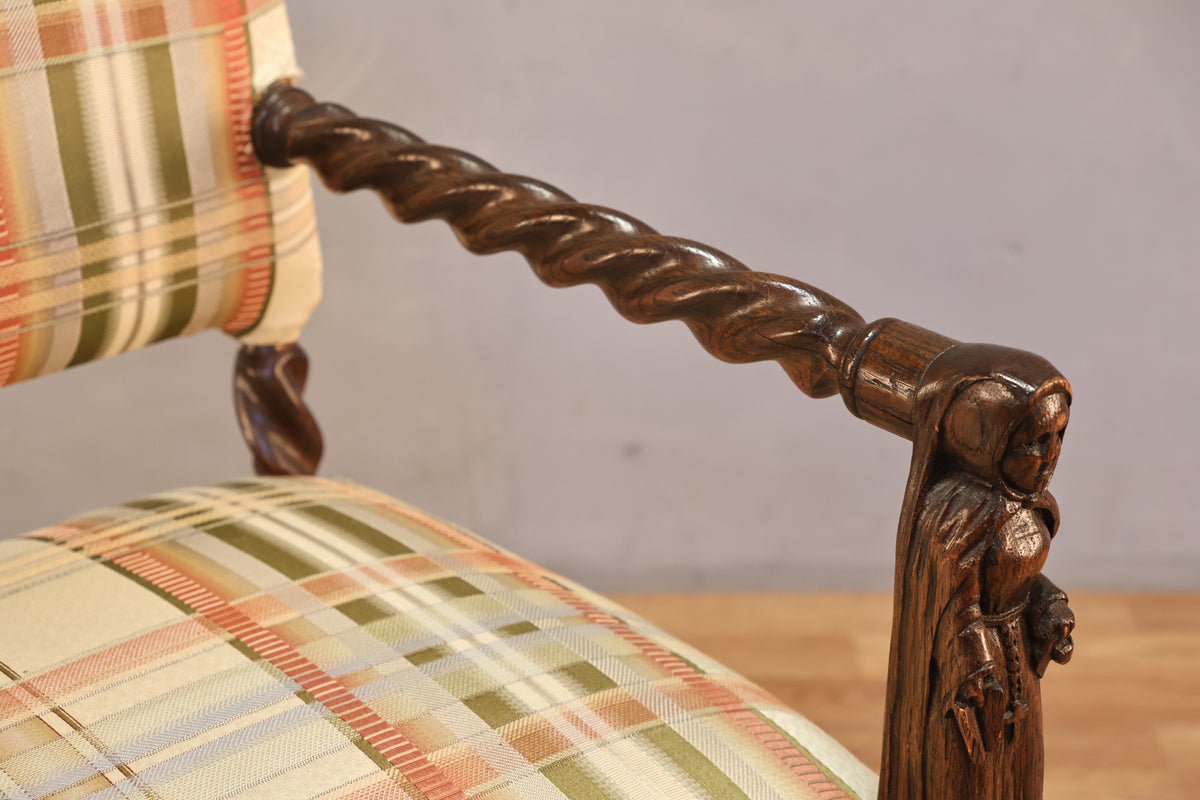 Plaid Barley Twist Armchair