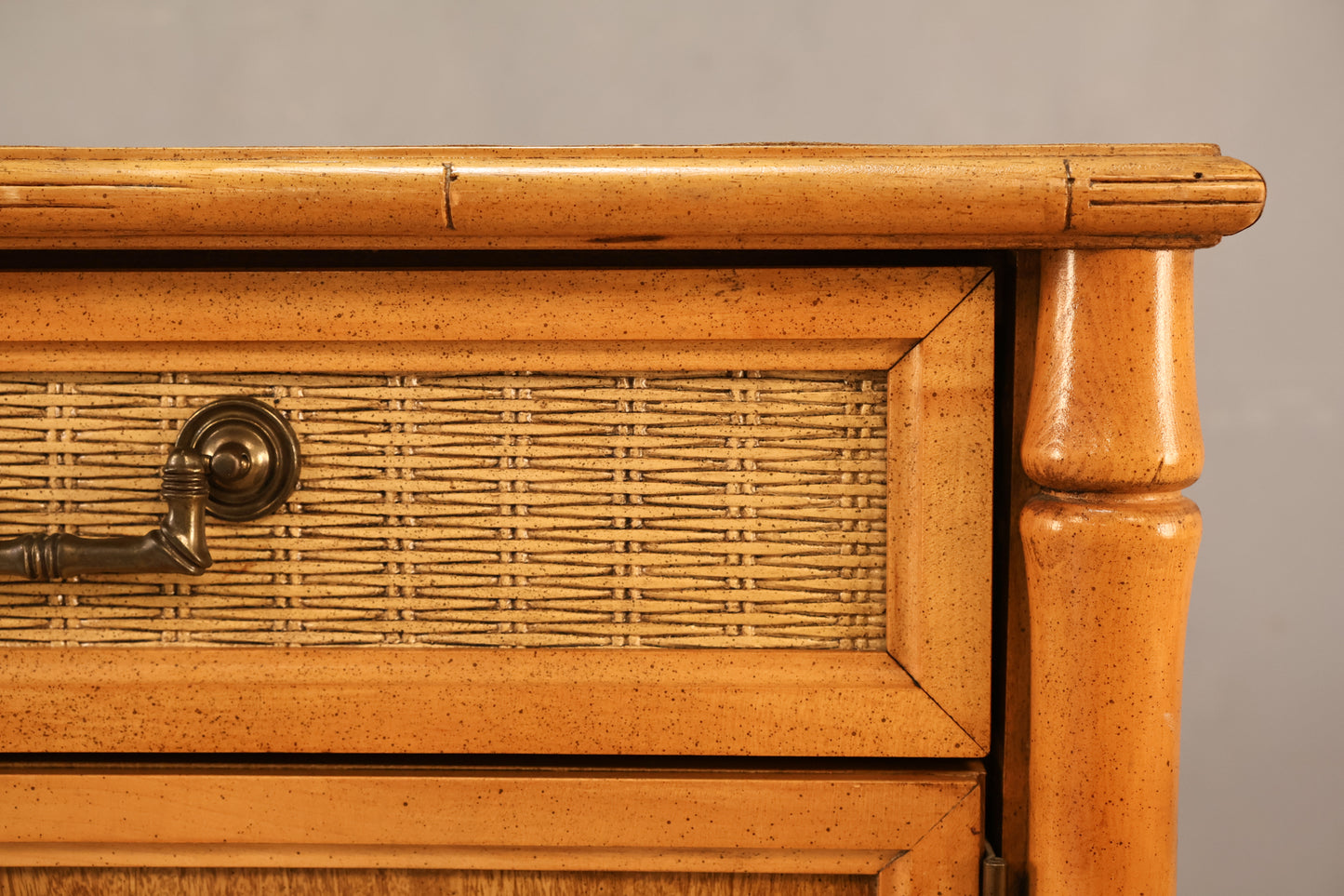 Compact Broyhill Faux Bamboo & Cane Credenza