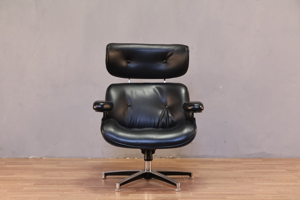 Eames-Style Leather Lounge Chair & Ottoman