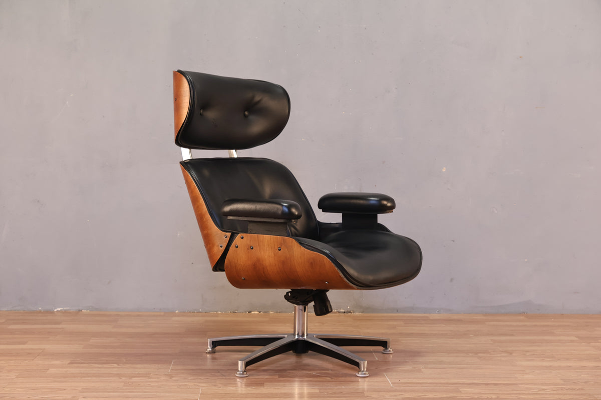 Eames-Style Leather Lounge Chair & Ottoman