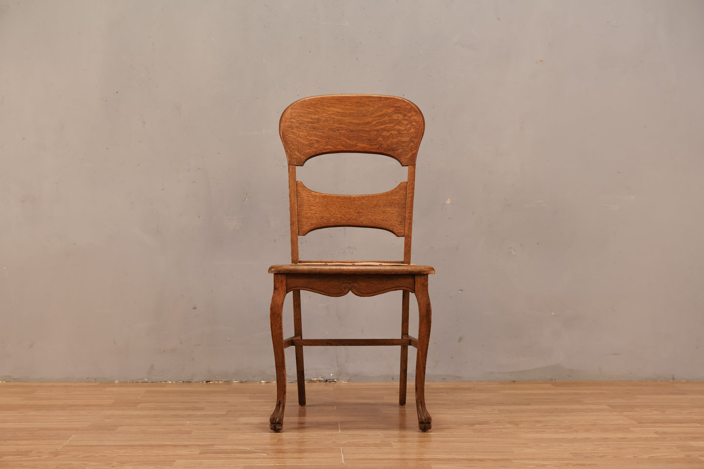 Antique Tiger Oak & Blush Side Chair