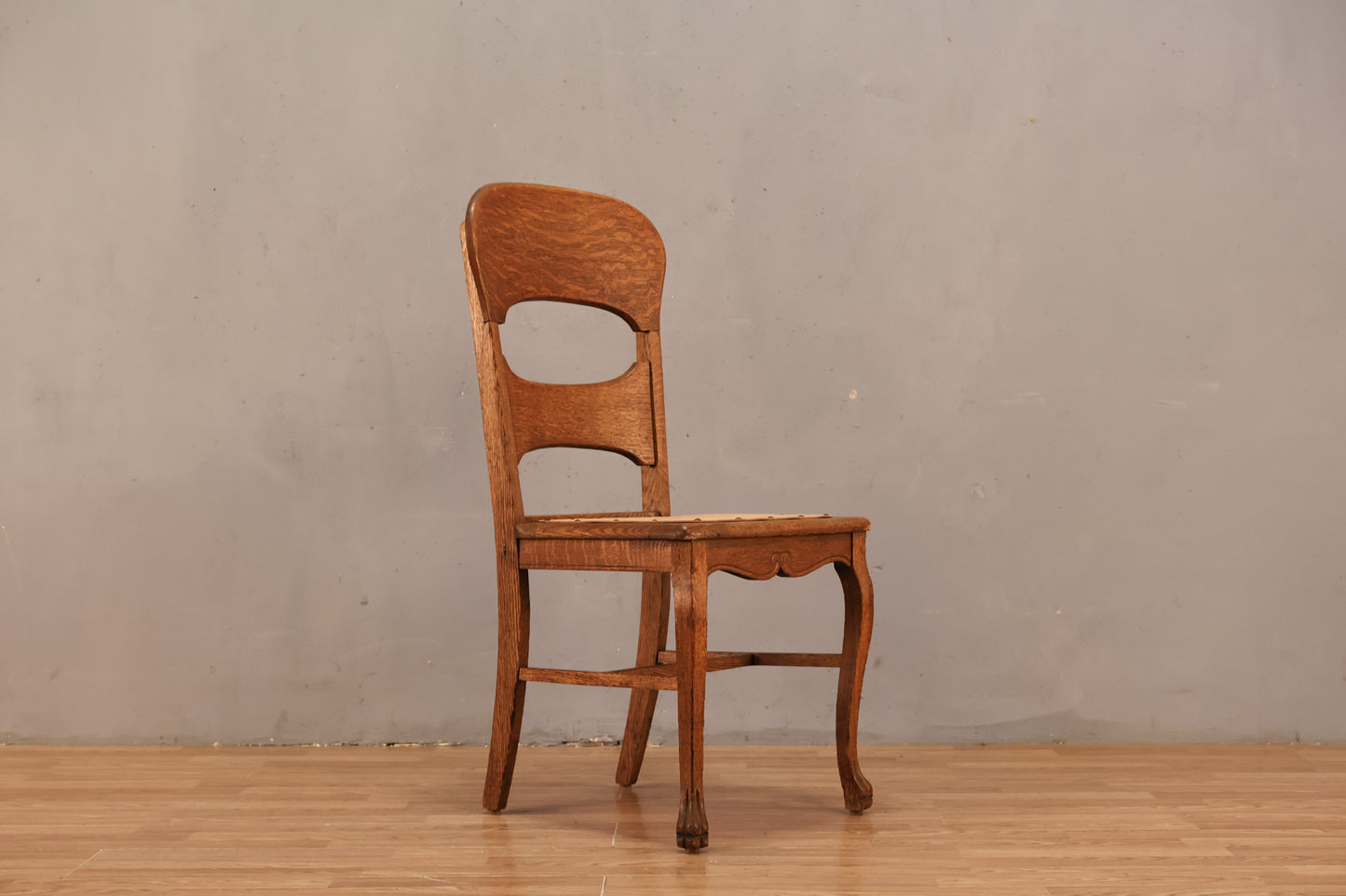 Antique Tiger Oak & Blush Side Chair