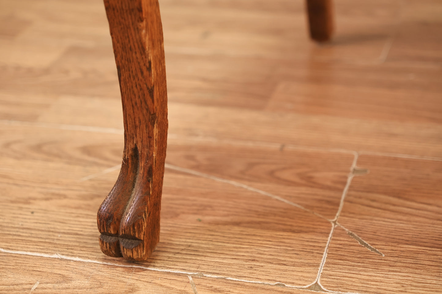 Antique Tiger Oak & Blush Side Chair