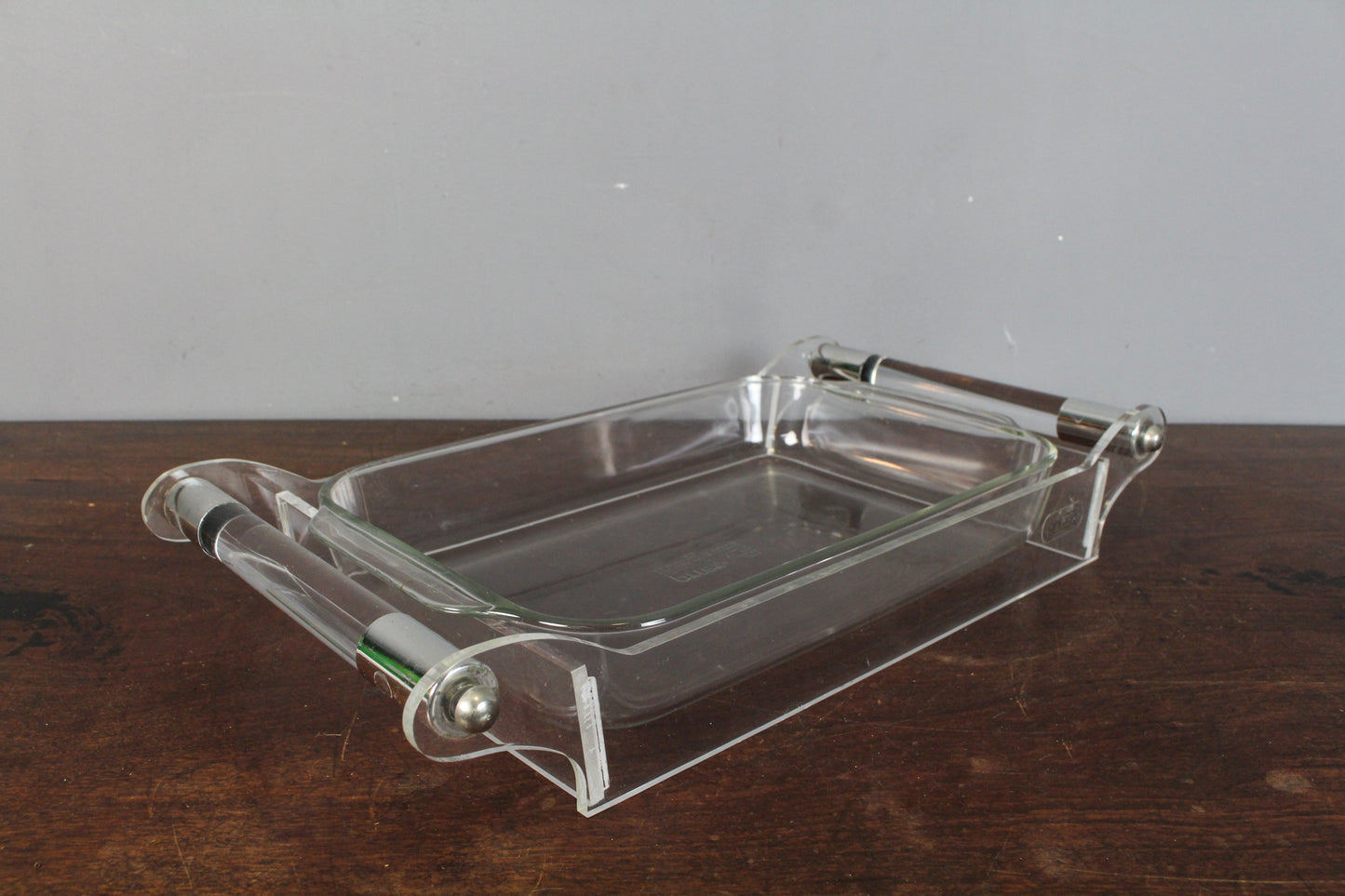 Pyrex/Grainware Glass Dish with Lucite Server