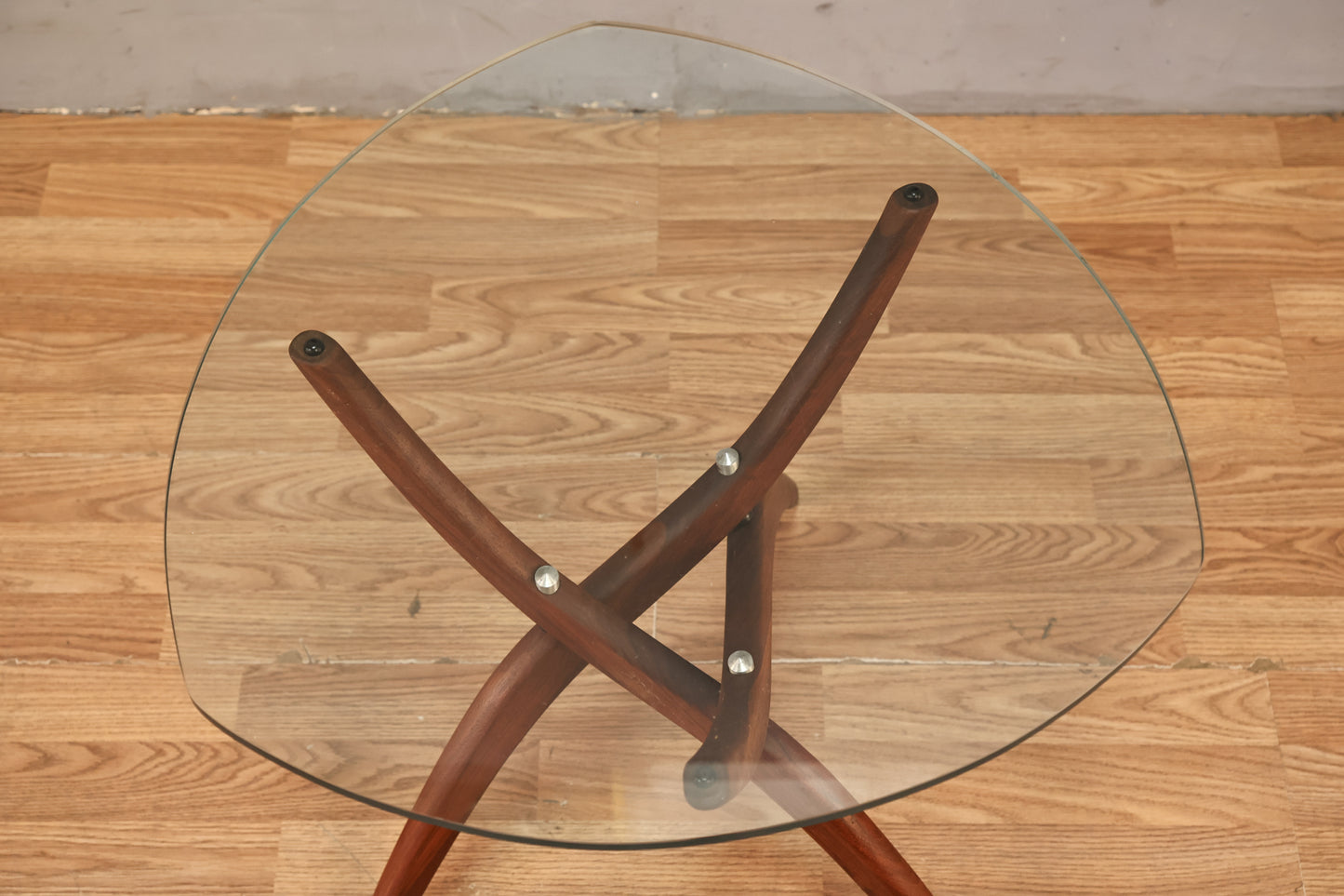 Mid Century Glass & Chrome Tripod Dining Table - ONLINE ONLY