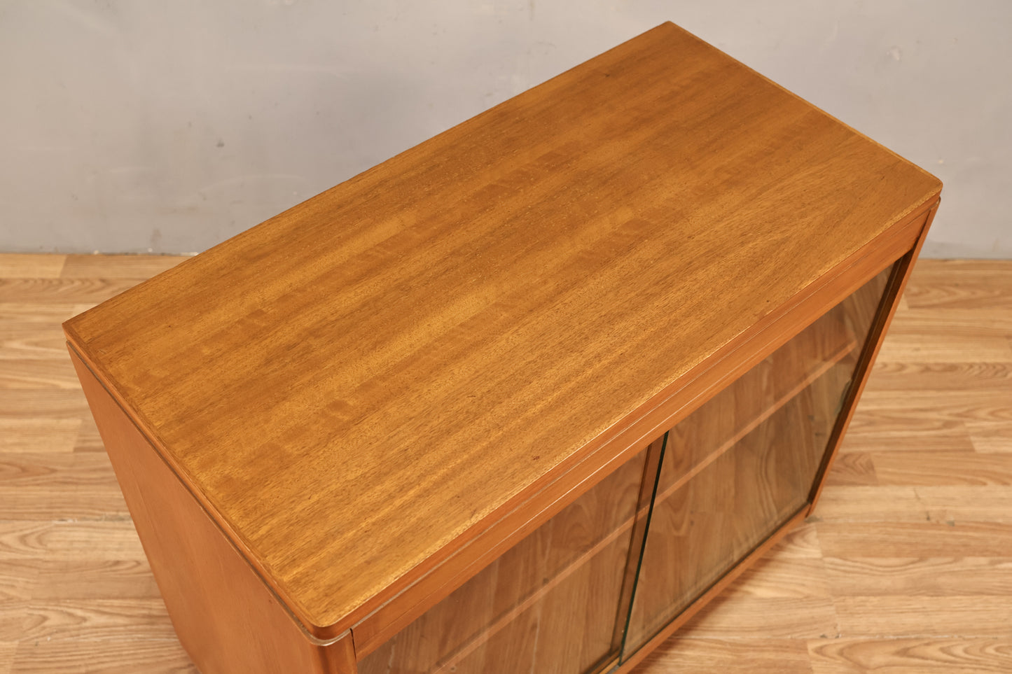 Walnut & Glass Sliding-Door Cabinet