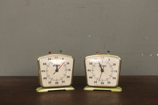 1970s Aristo Pistachio & Silver Enamel Stop Clock