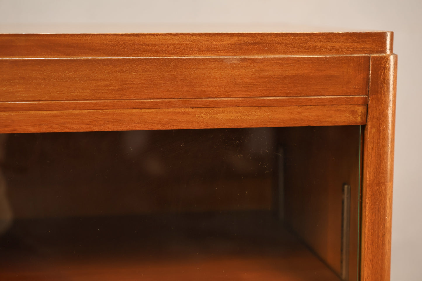 Walnut & Glass Sliding-Door Cabinet