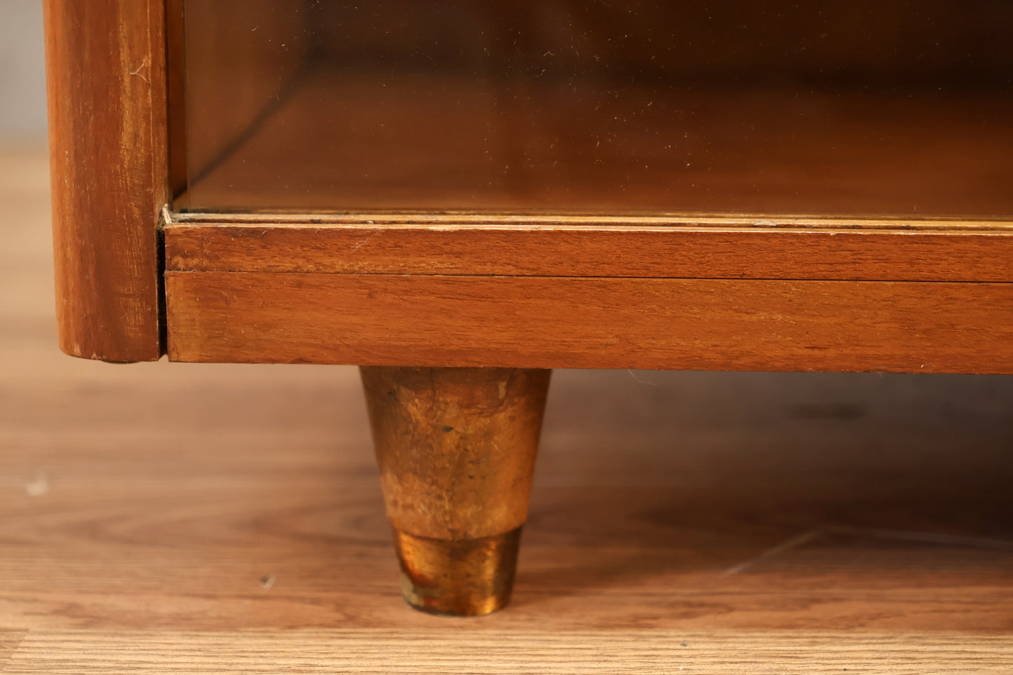 Walnut & Glass Sliding-Door Cabinet