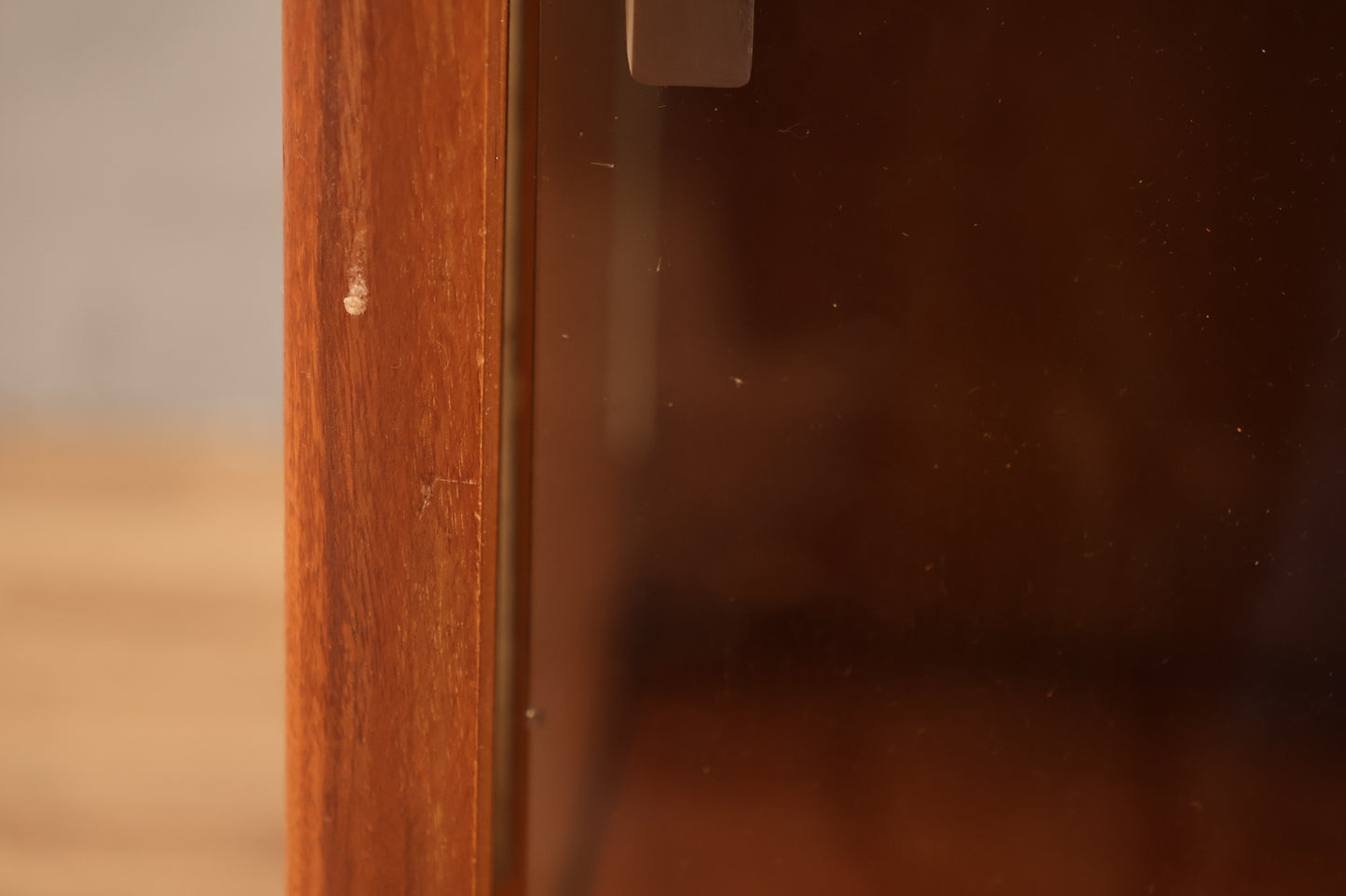 Walnut & Glass Sliding-Door Cabinet