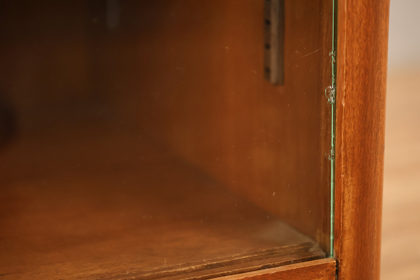 Walnut & Glass Sliding-Door Cabinet