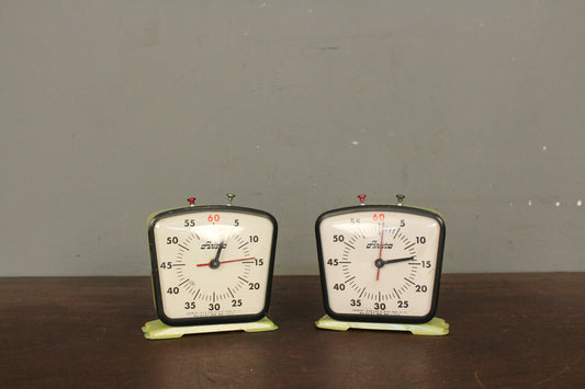 1970s Aristo Pistachio & Black Enamel Stop Clock