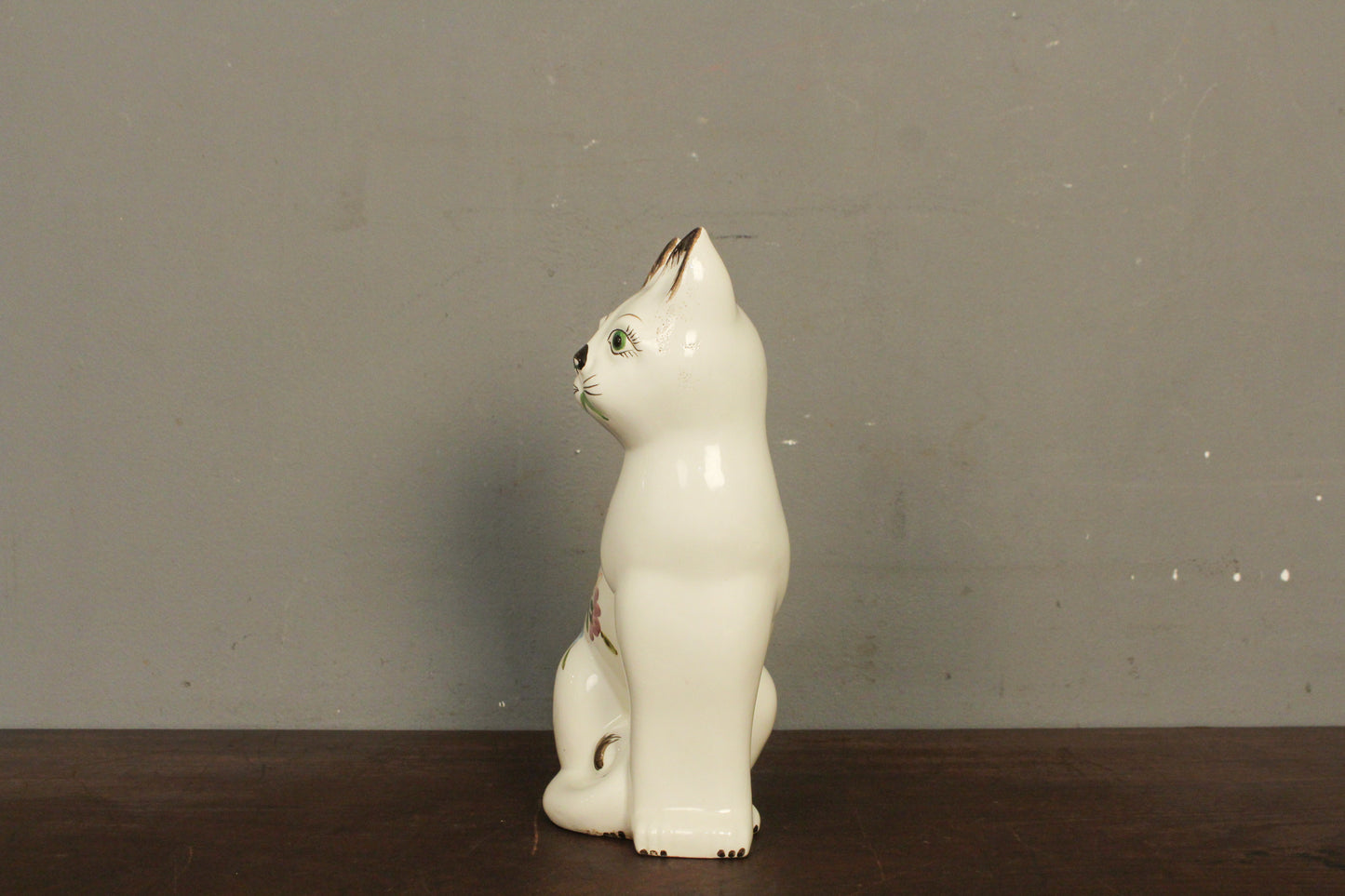 Italian Ceramic Floral Cat Statue