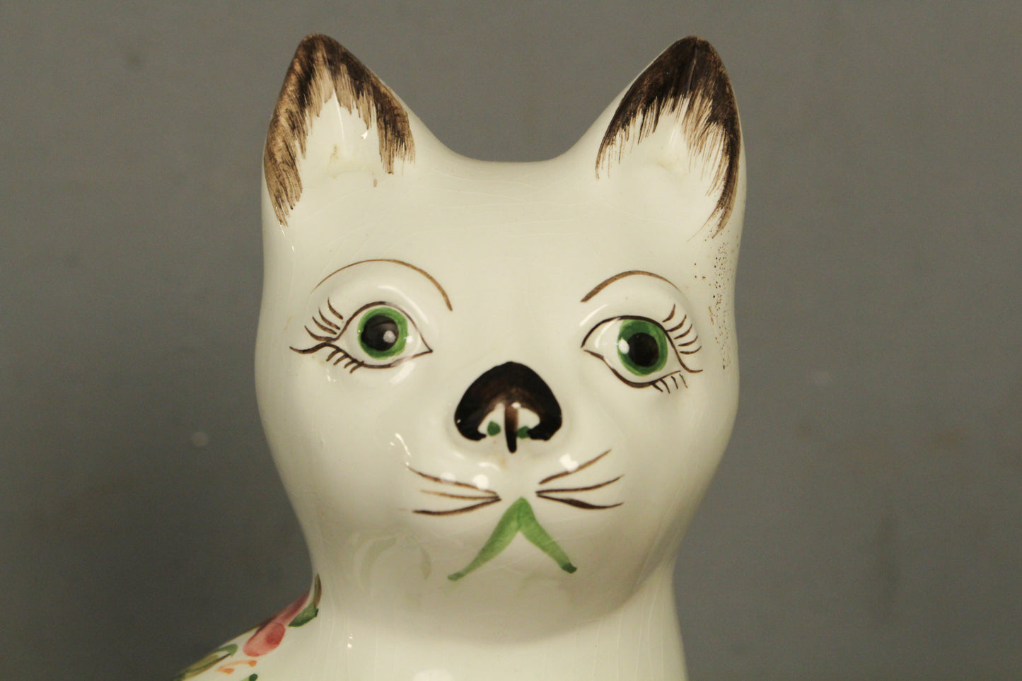 Italian Ceramic Floral Cat Statue