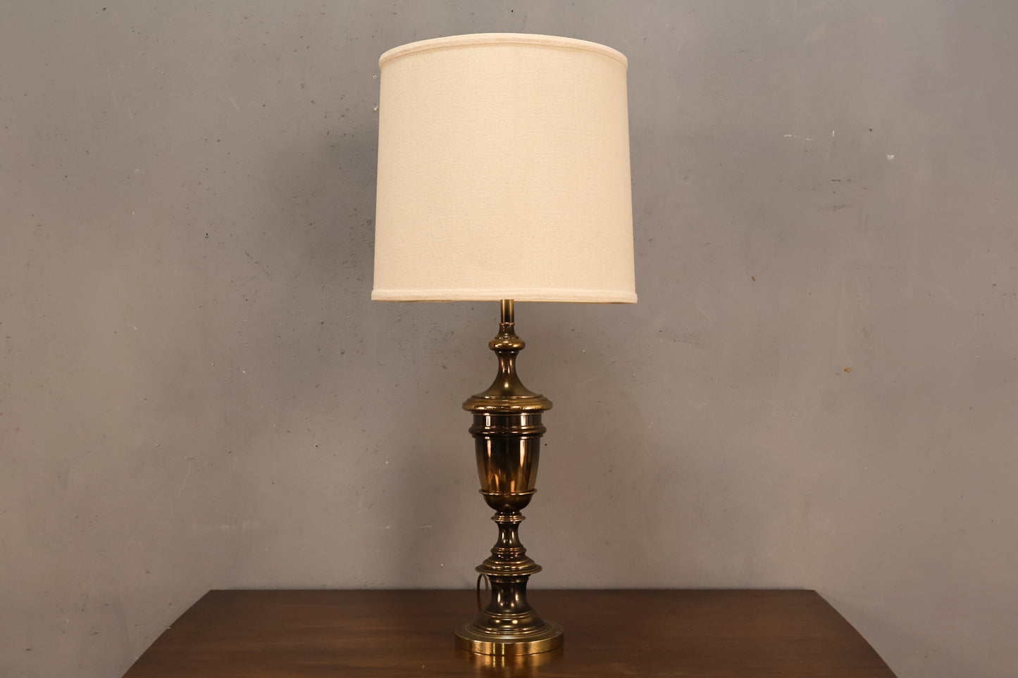 Aged Turned Brass Table Lamp