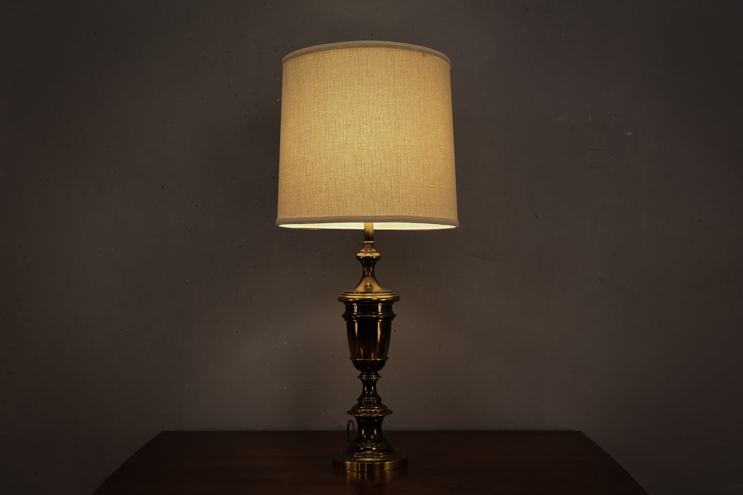 Aged Turned Brass Table Lamp