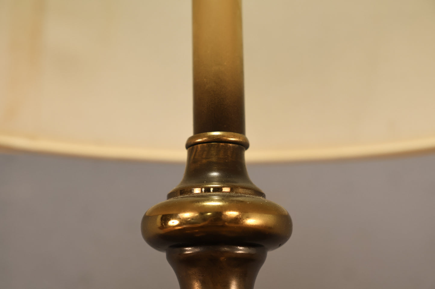 Aged Turned Brass Table Lamp