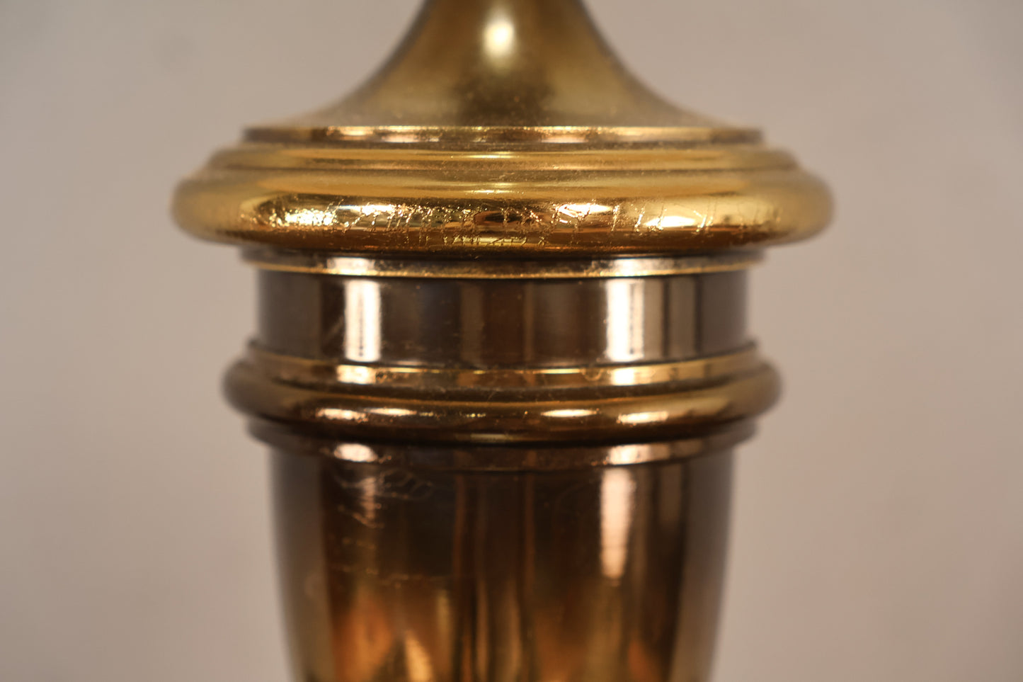 Aged Turned Brass Table Lamp