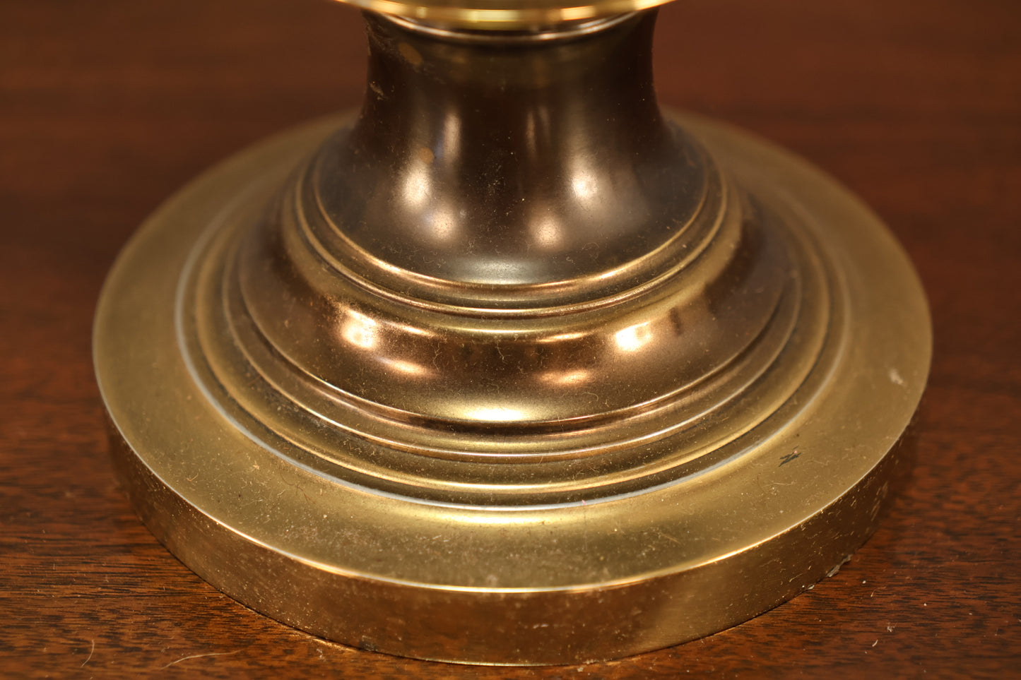 Aged Turned Brass Table Lamp