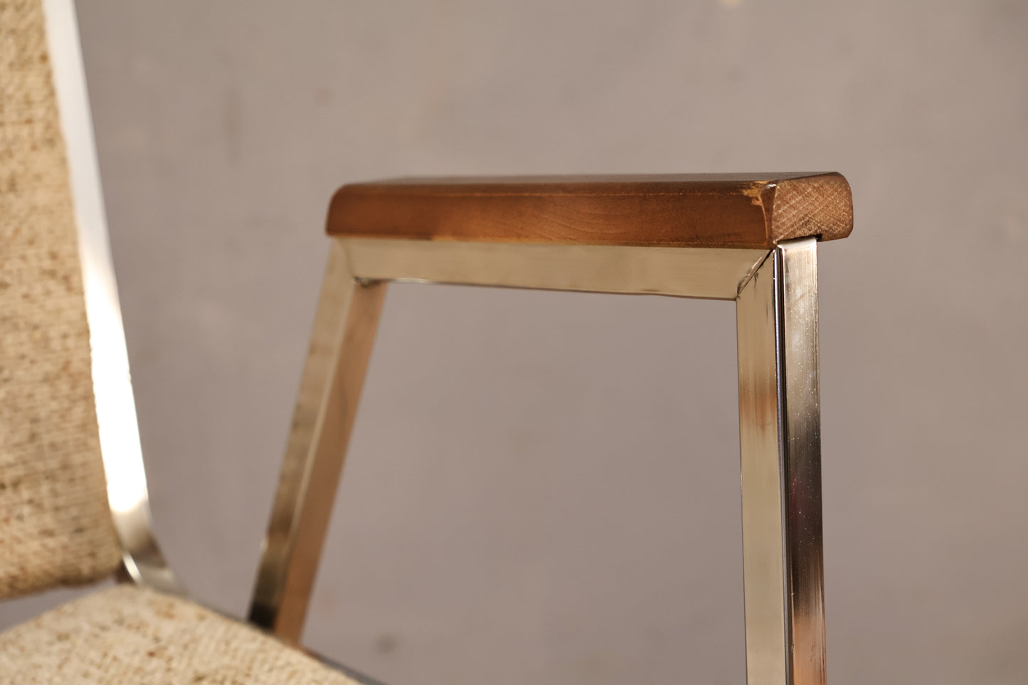 Chrome & Oatmeal Tweed Armchair