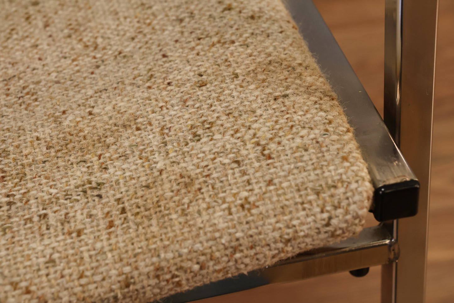 Chrome & Oatmeal Tweed Armchair
