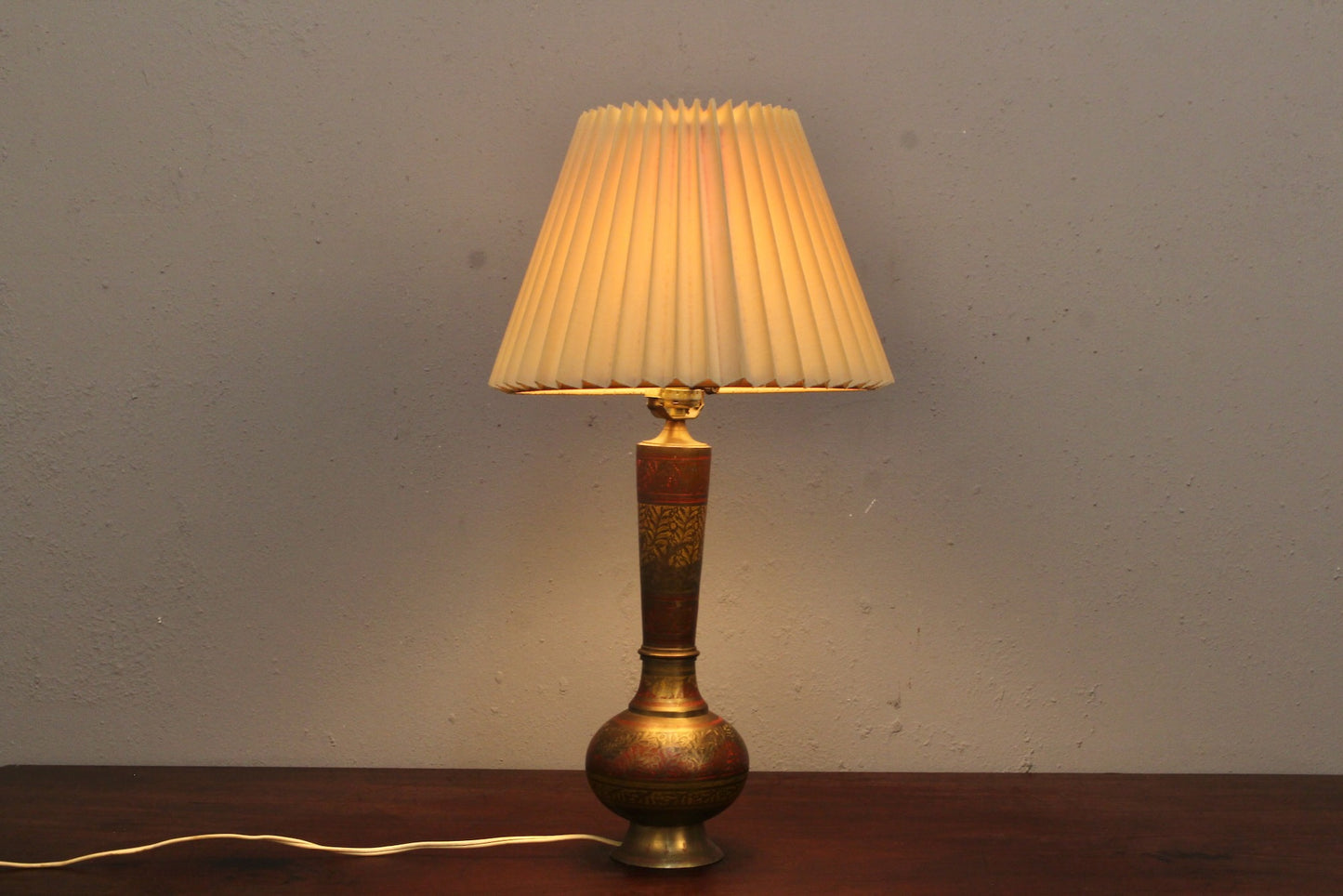 Small Etched Brass Table Lamp