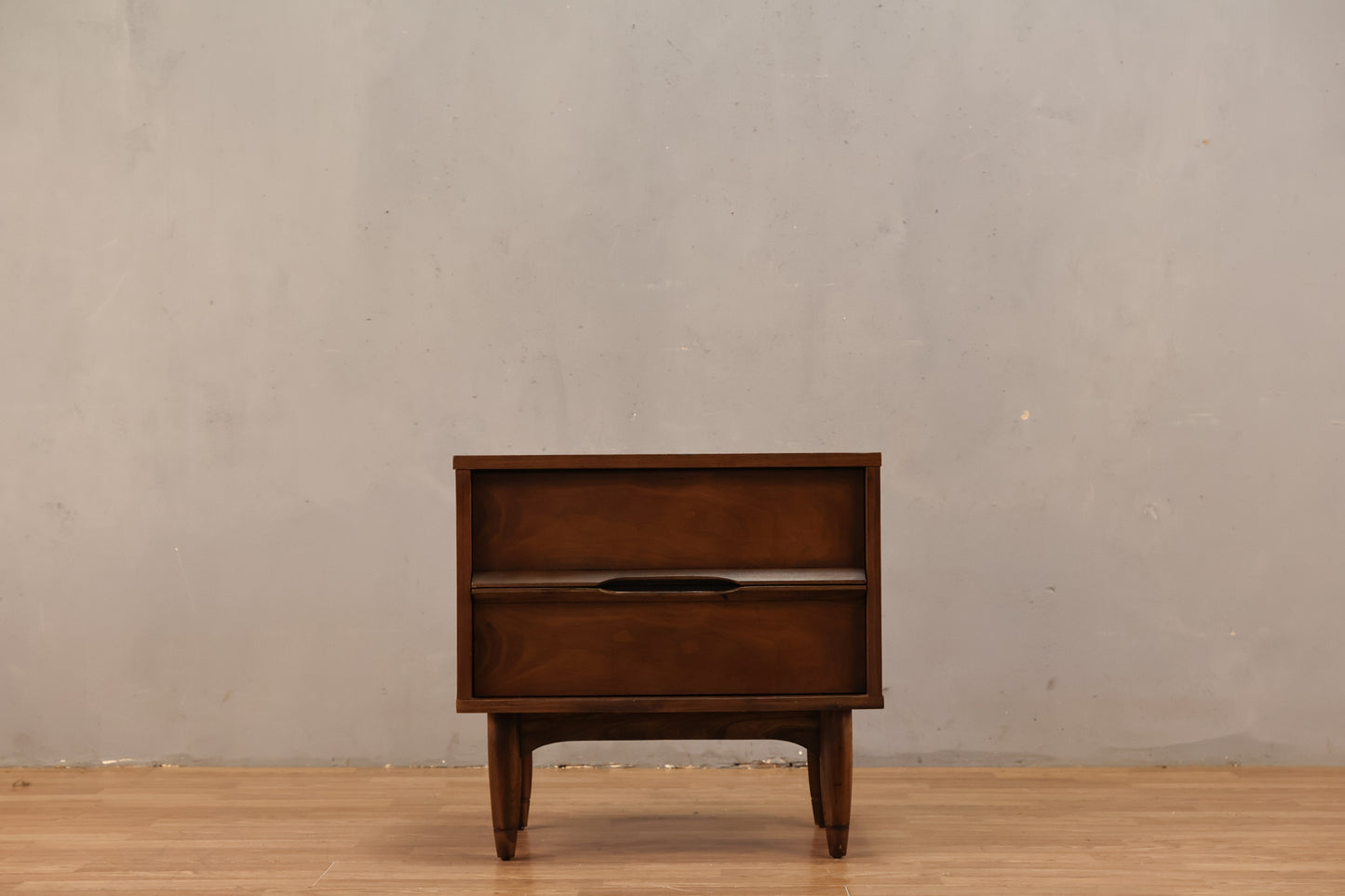 Mid Century Walnut 2-Drawer Nightstand