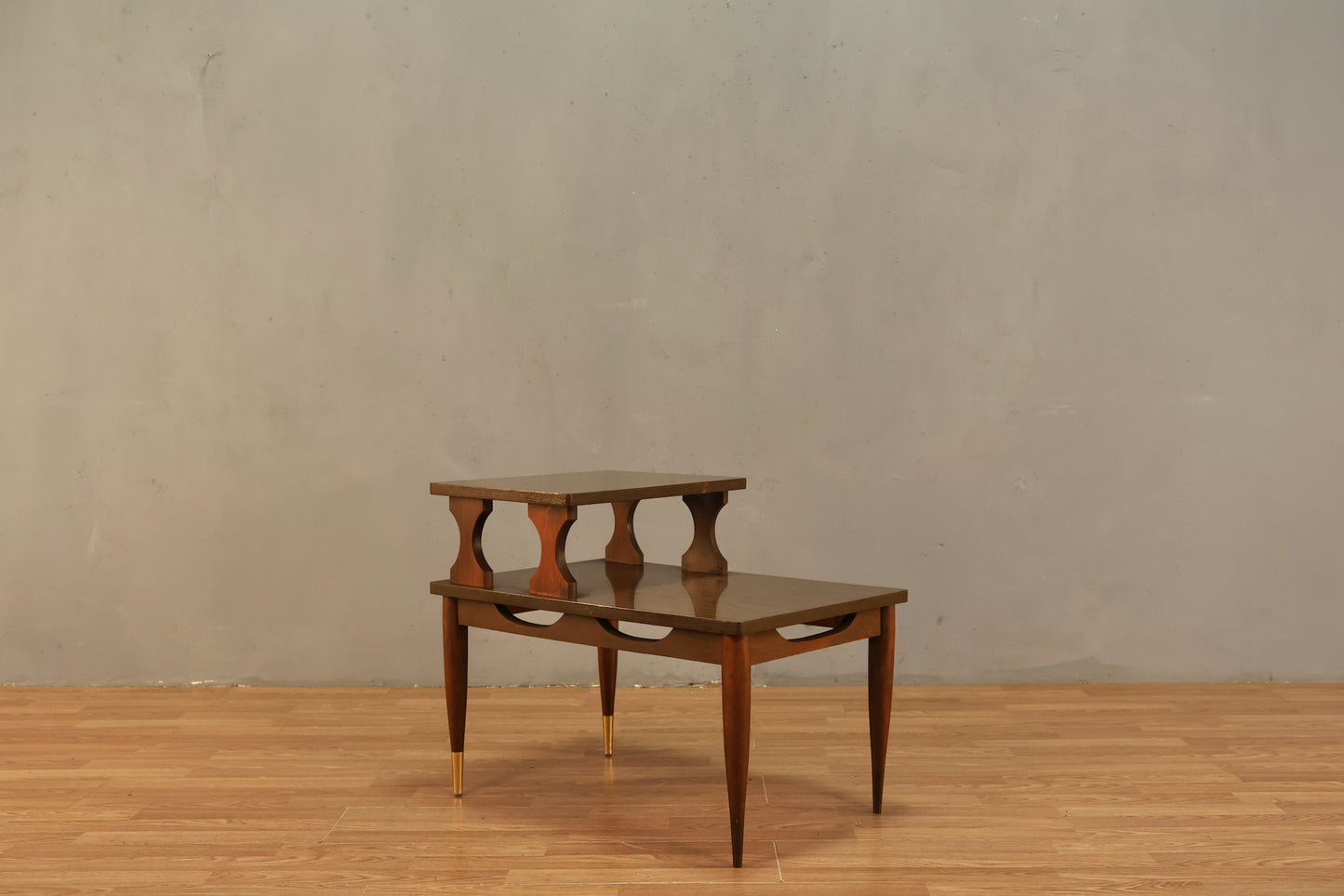 Mid Century Walnut & Laminate Stepback Table