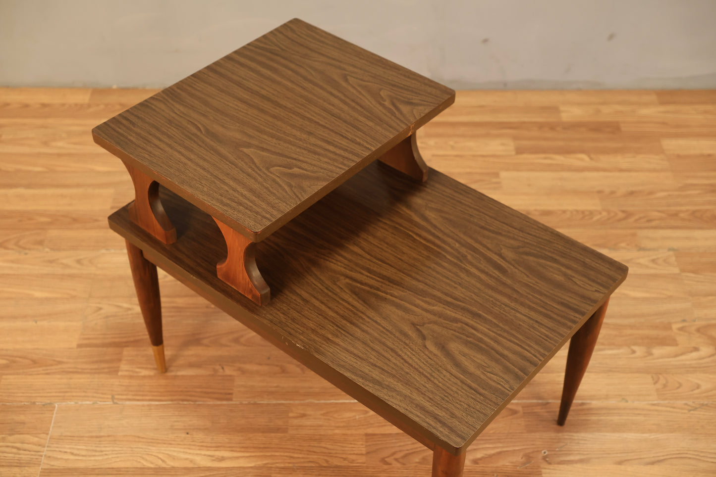 Mid Century Walnut & Laminate Stepback Table