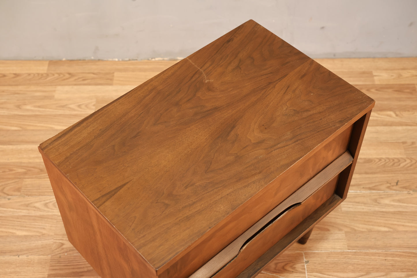 Mid Century Walnut 2-Drawer Nightstand
